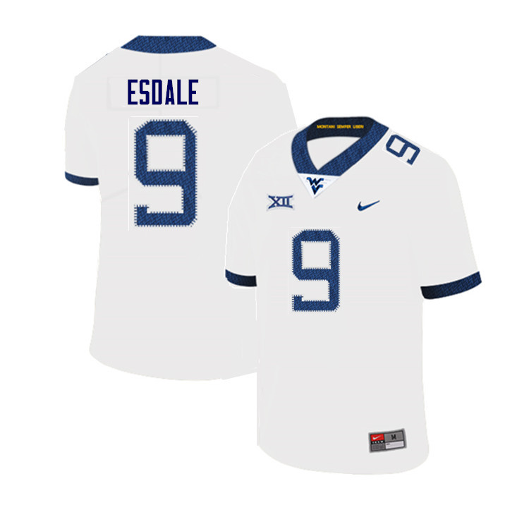 Men #9 Isaiah Esdale West Virginia Mountaineers College Football Jerseys Sale-White - Click Image to Close